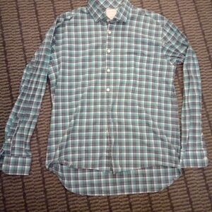 Billy Reid Blue and Green Casual Button Down Shirt